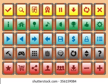 game interface buttons set, game and app icons