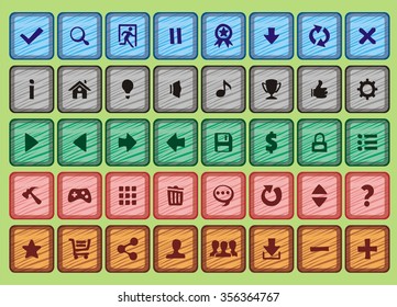 game interface buttons set, app icons with different colour

