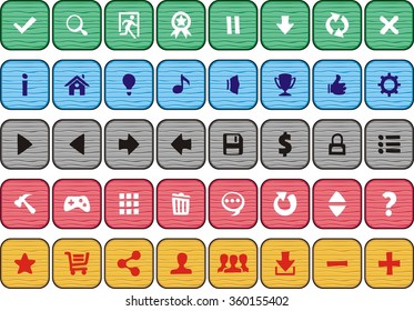 game interface buttons set, app icons with different colour
