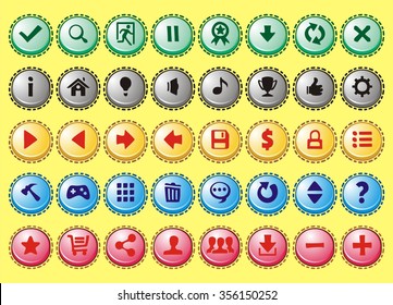 game interface buttons set, icon for application and game
