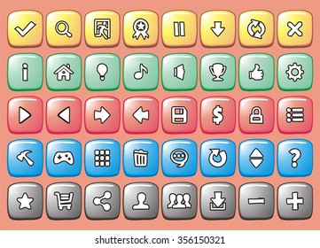 game interface buttons set, icon for application and game