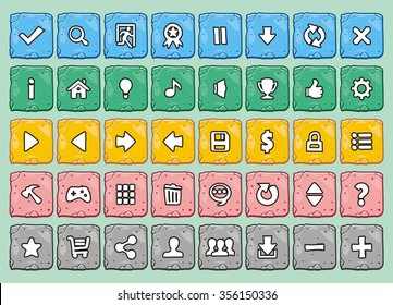 game interface buttons set, icon for application and game