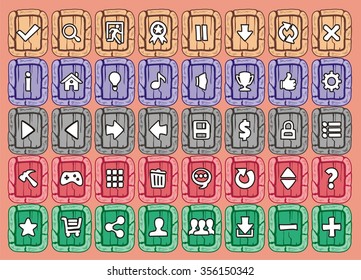 game interface buttons set, icon for application and game