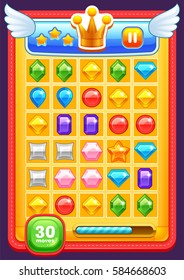 Game interface elements (buttons, progress bar, icons and fields for game)