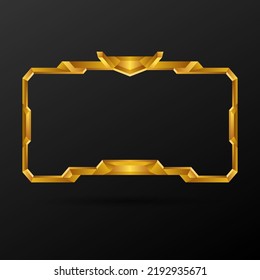 Game interface luxury Gold live stream overlay video border frame, fantasy metallic gaming ui panel for live streaming.