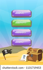 Game interface for Pirate mobile app (buttons, background)