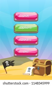 Game interface for Pirate mobile app (buttons, background)
