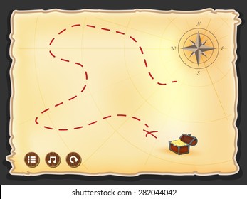 Game Interface Treasure Map Illustration