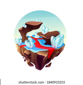 Game islands collection.Land and lava landscape. Nature landscape of earth for game design cartoon vector
