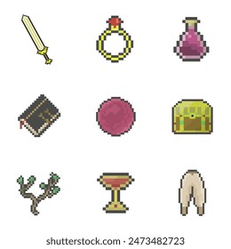 game items collection  pixel art bundle collection for your digital asset
