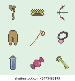 game items collection  pixel art bundle collection for your digital asset