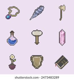 game items collection  pixel art bundle collection for your digital asset