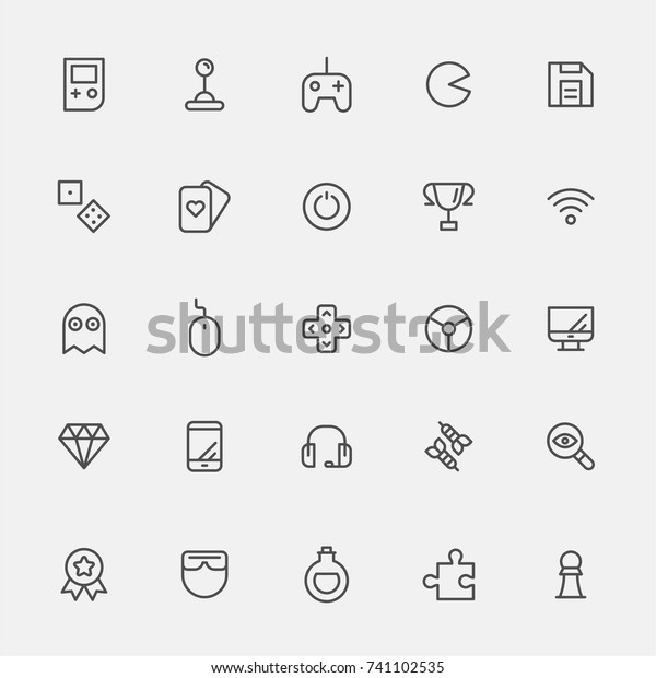 Game Items Object Icons Simple Line のベクター画像素材 ロイヤリティフリー