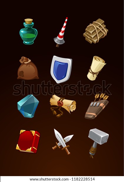 Game Items Set Vector Ancient Icons Stock Vector Royalty Free