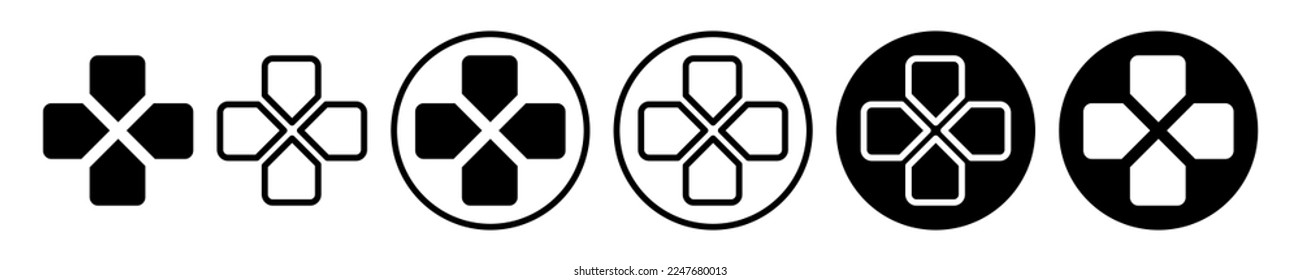 Game joystick button vector set icons