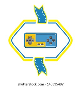 game joystick console blue yellow ribbon