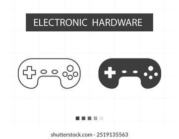 Game joystick, game console, electronic hardware icons