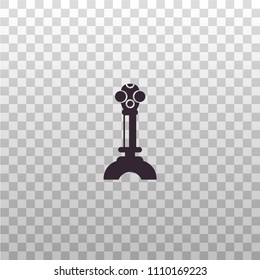 Game joystick or control column - black silhouette icon on isolated transparent background. Accessory for video gaming consoles - vector sign, symbol, pictogram. 