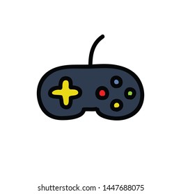 game joystick doodle icon, vector illustration