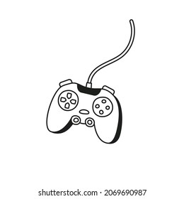 Un joystick de juego, dibujado en forma de doodle. Gráficos vectoriales.