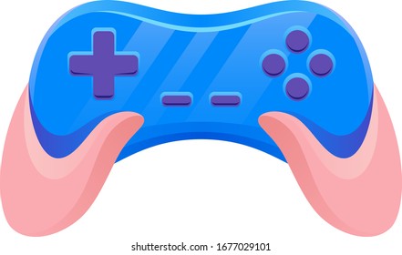 Game joystick in hands on a white background