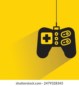 game joystick icon with drop shadow on yellow background