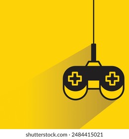 game joystick icon with drop shadow on yellow background