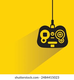 game joystick icon with drop shadow on yellow background