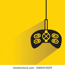 game joystick icon with drop shadow on yellow background