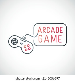 Game joystick icon isolated on white background. Arcade game emblem in line style. Vector illustration.