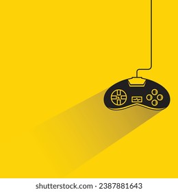 game joystick icon with shadow on yellow background