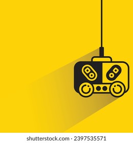 game joystick icon with shadow on yellow background