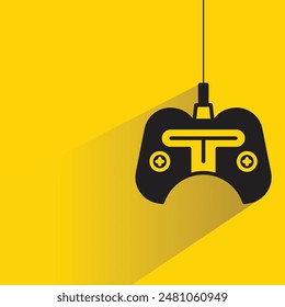 game joystick icon with shadow on yellow background