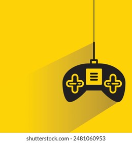 game joystick icon with shadow on yellow background