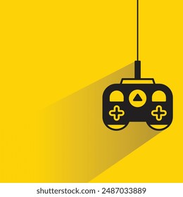 game joystick icon with shadow on yellow background