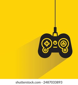 game joystick icon with shadow on yellow background