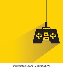 juego joystick icono con sombra sobre fondo amarillo