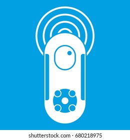 Game joystick icon white isolated on blue background vector illustration