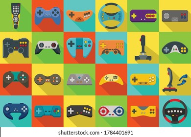 Game of joystick isolated flat set icon. Vector illustration video console on white background .flat set icon game of joystick.