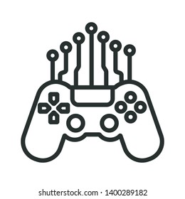 game joystick microchips - minimal line web icon. simple vector illustration. concept for infographic, website or app.