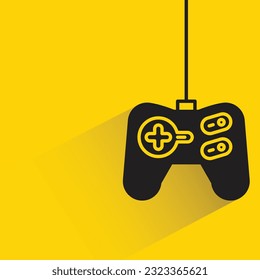 game joystick with shadow on yellow background