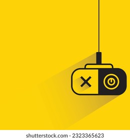 game joystick with shadow on yellow background