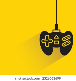 game joystick with shadow on yellow background