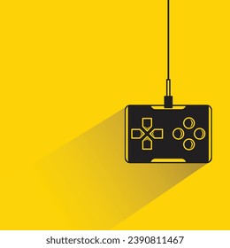 game joystick with shadow on yellow background