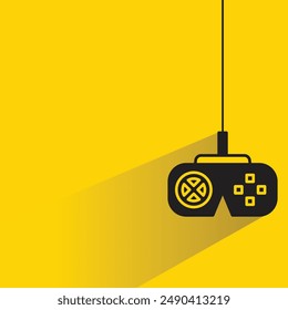 game joystick with shadow on yellow background