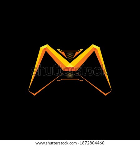 Game joystick shape of letter M with embossed effect. For esport gaming logo and or initial name.