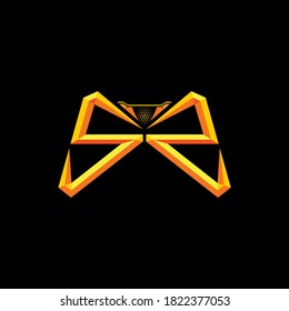 Game joystick shape of mirrored letter S with embossed effect. For esport gaming logo and or initial name.