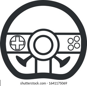 Game joystick silhouette icon for computer. Vector illustration on a white background.