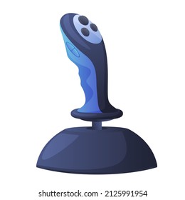 Game joystick vector flat illustration. Electronic console level arm controller with buttons for cyberspace direction movement isolated. Video gaming control device with handle accessory technology