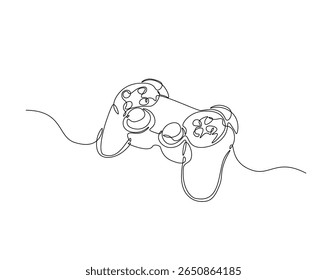Game Joysticks  outline drawing illustration. one continuous line drawing of Game console controler.